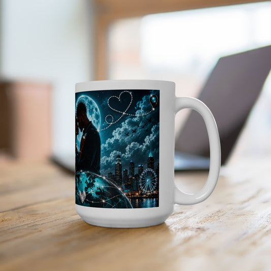 Black Love Couple Romance Mug | Long Distance Love Across the Miles Ceramic Mug | LDR Collection