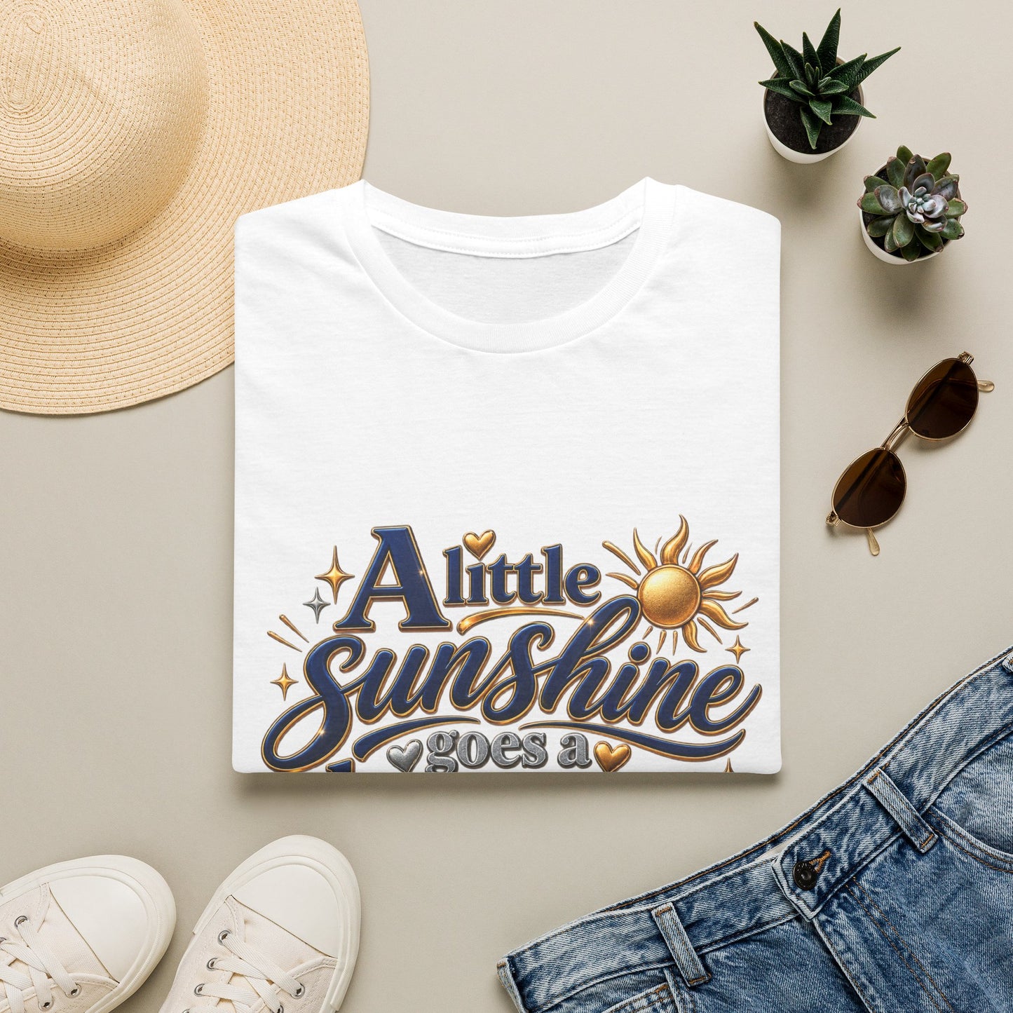 Sunshine T-Shirt — “A Little Sunshine Goes a Long Way” Graphic Tee