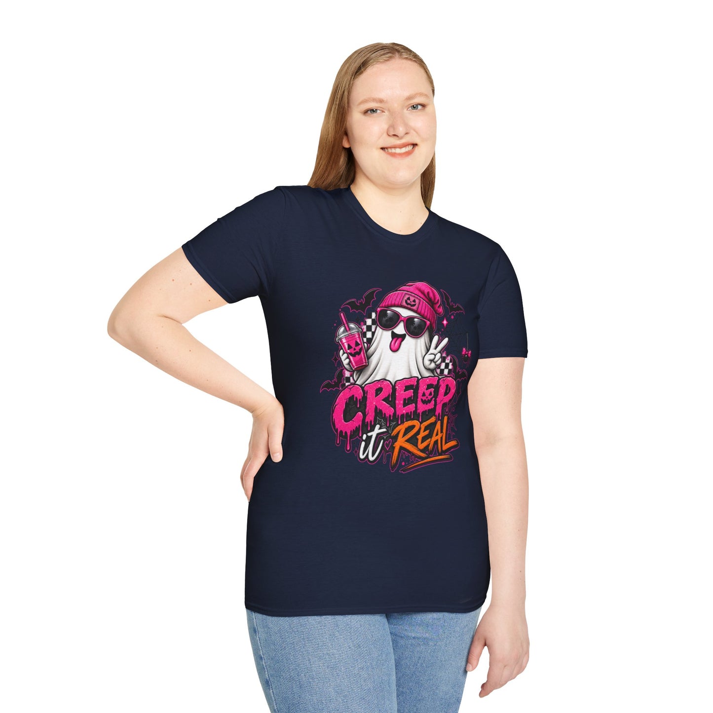Ghost Graphic T-Shirt — "Creep It Real" Cute Halloween Tee