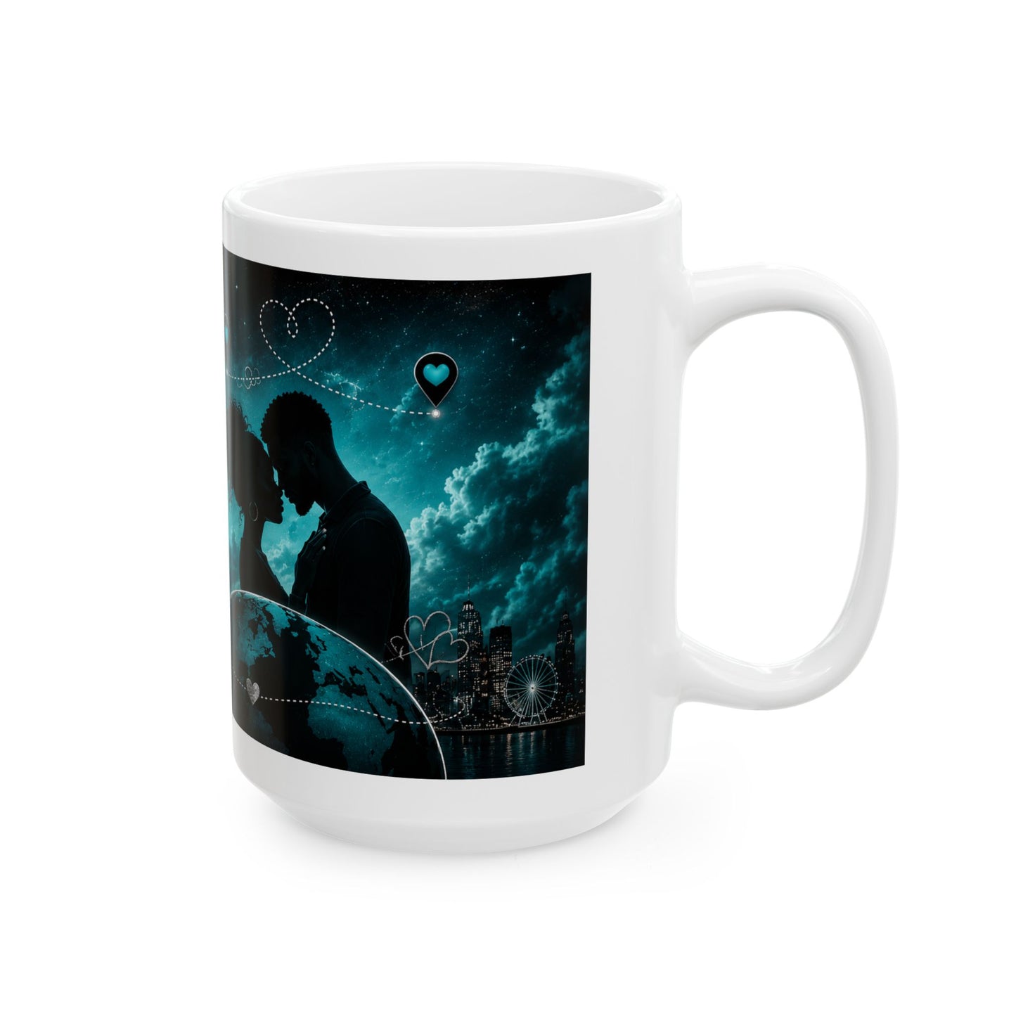 Black Love Across the Miles Mug | Long Distance Relationship Coffee Cup | LDR Collection