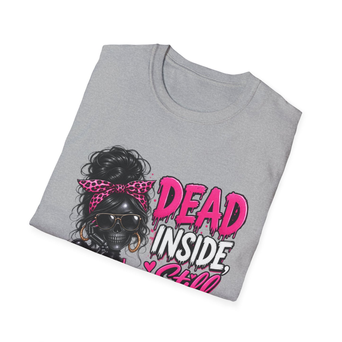 Halloween T‑Shirt — "Dead Inside Still Cute" Gothic Pink Skull Graphic Tee