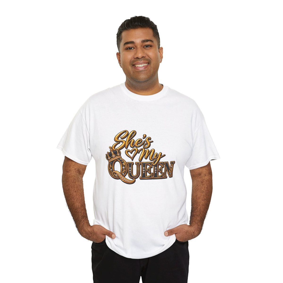 She Is My Queen T-Shirt | Gold Script Love Design