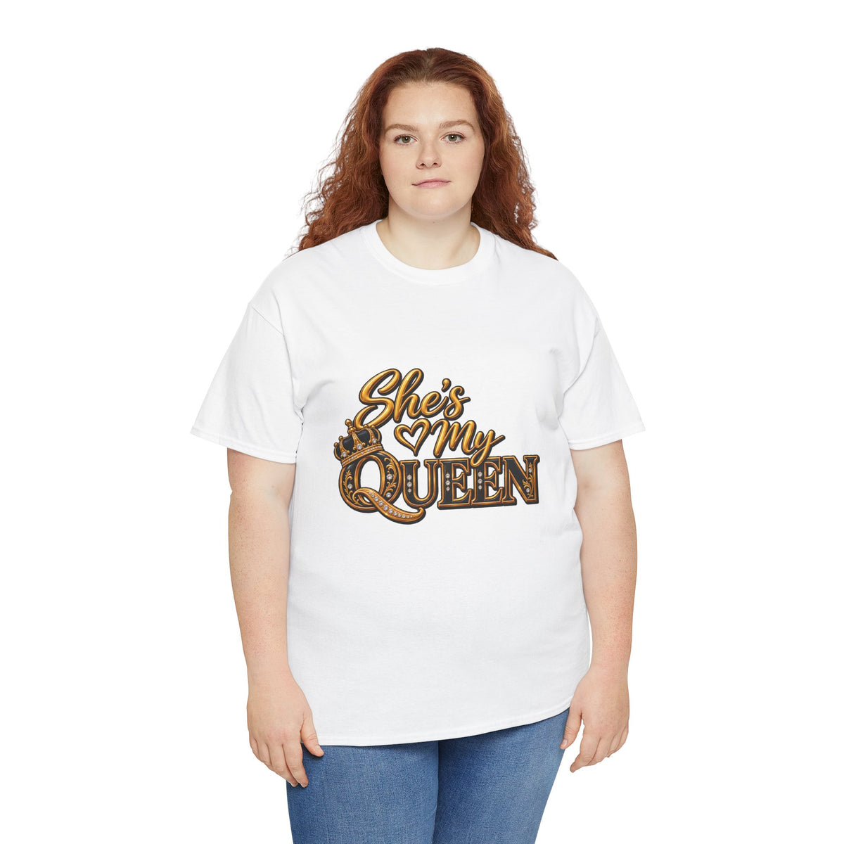 She Is My Queen T-Shirt | Gold Script Love Design