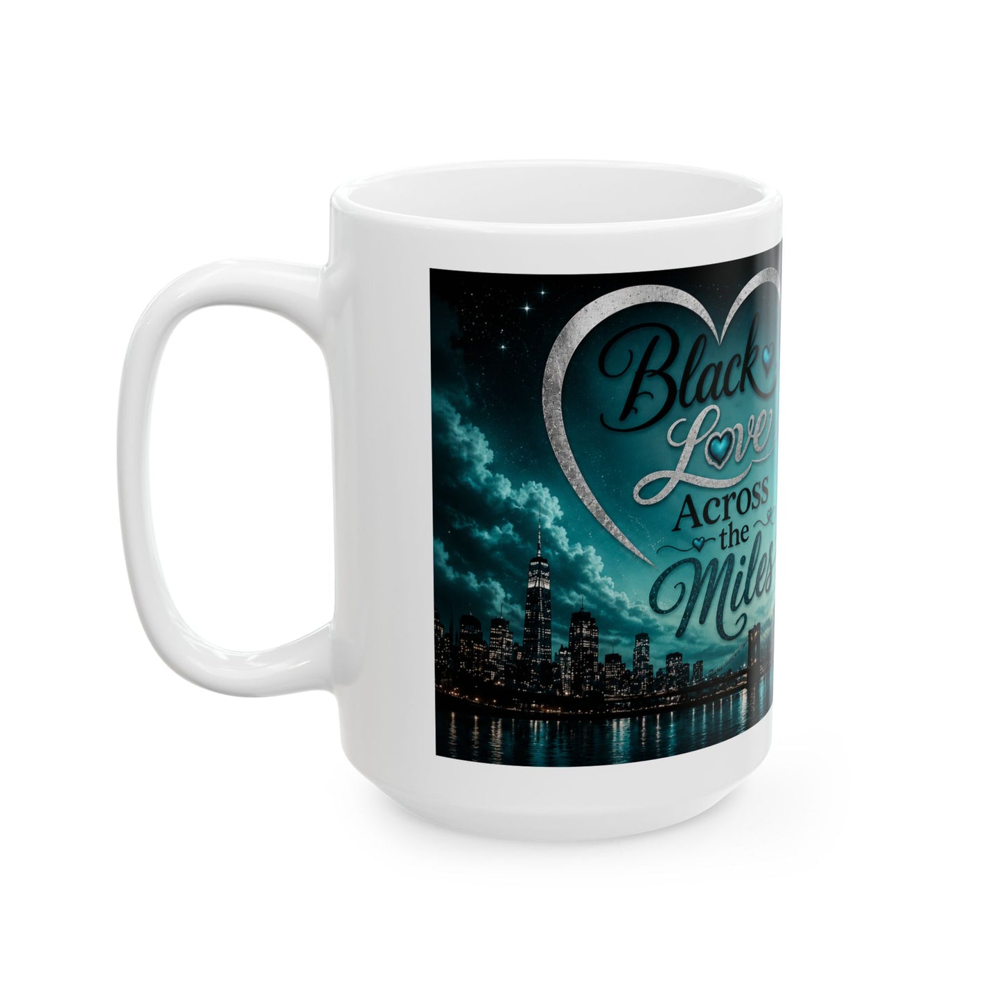 Black Love Across the Miles Mug | Long Distance Relationship Coffee Cup | LDR Collection
