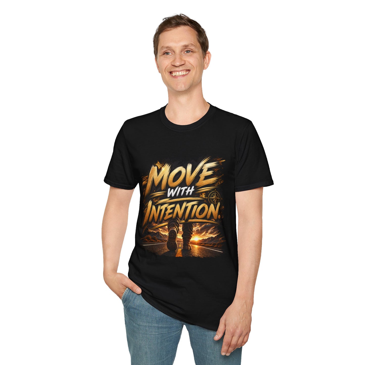 Move With Intention T-Shirt — Motivational Graphic Tee for Active Mindset